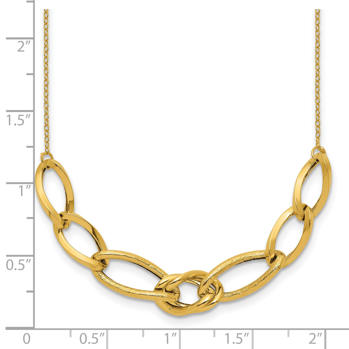 14k Polished and Textured Fancy Link Necklace-SF2228-17.5