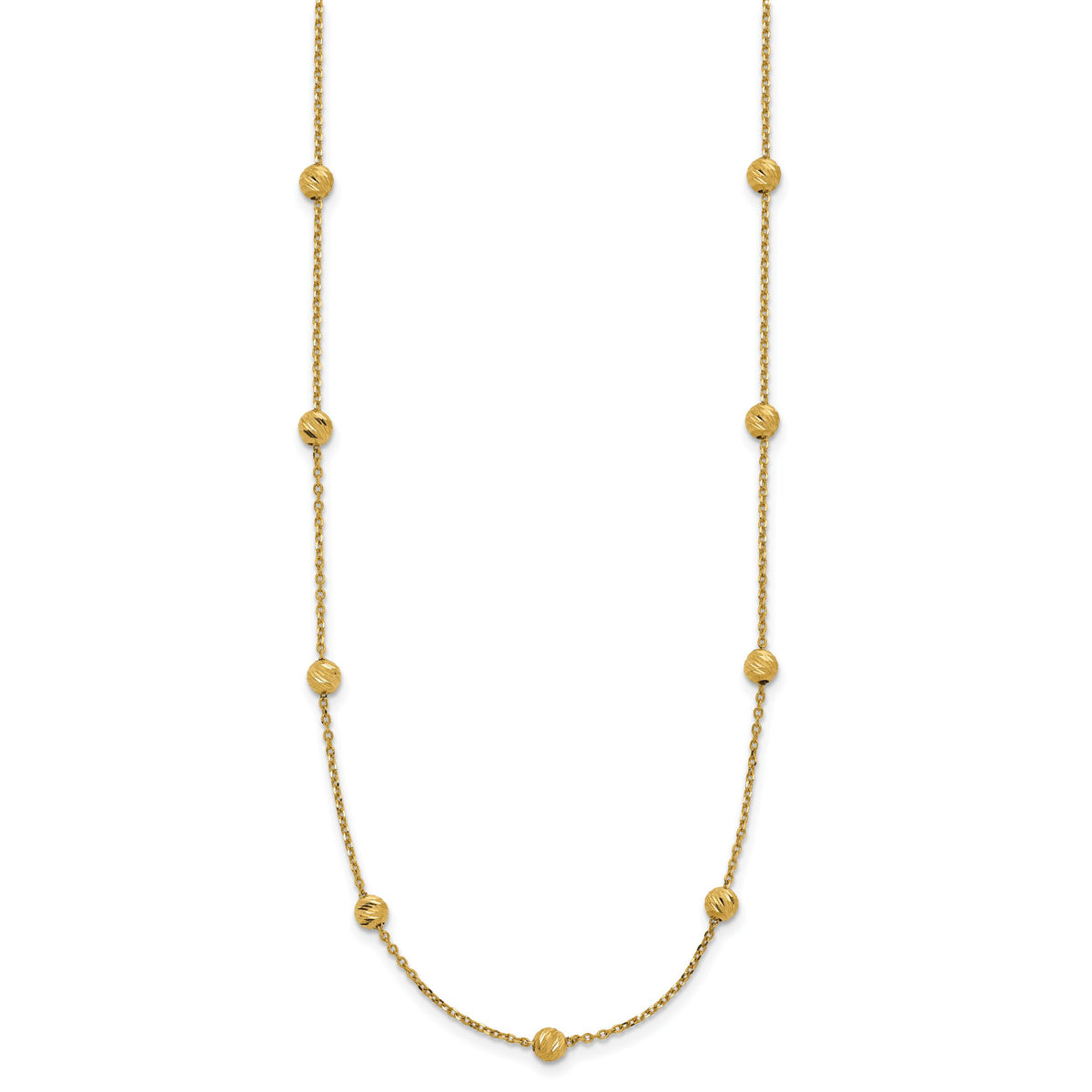 14KY Diamond-cut Beads Station Necklace-SF2243-17