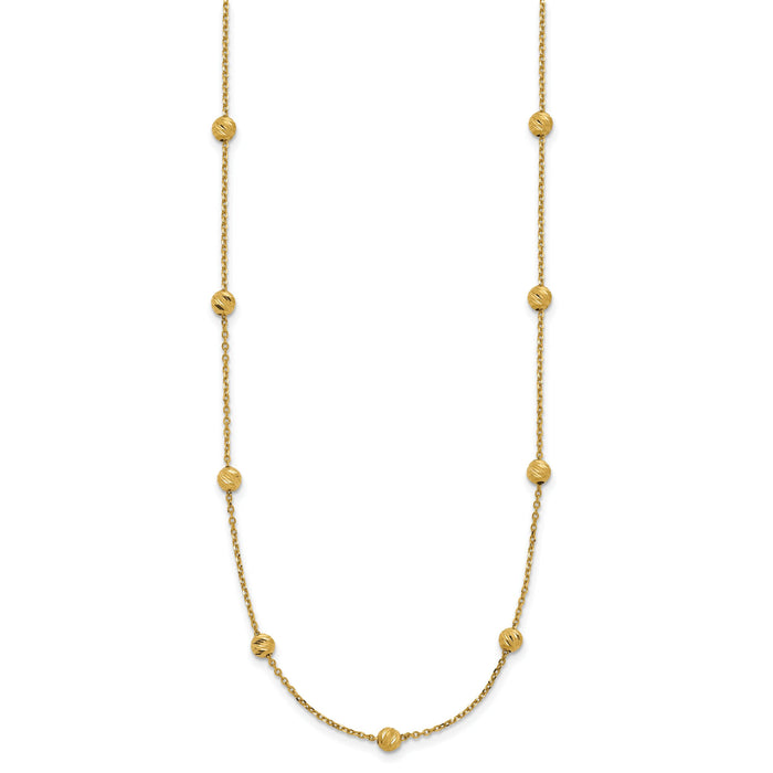 14KY Diamond-cut Beads Station Necklace-SF2243-17