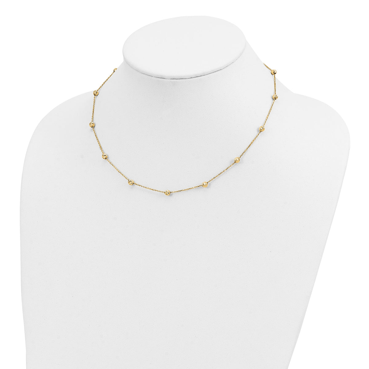 14KY Diamond-cut Beads Station Necklace-SF2243-17
