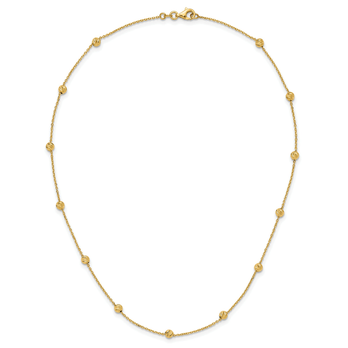 14KY Diamond-cut Beads Station Necklace-SF2243-17