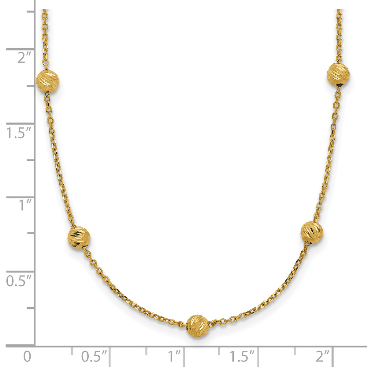 14KY Diamond-cut Beads Station Necklace-SF2243-17