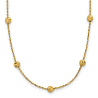 14KY Diamond-cut Beads Station Necklace-SF2243-17