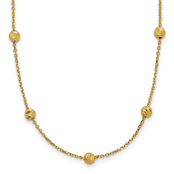 14KY Diamond-cut Beads Station Necklace-SF2243-17