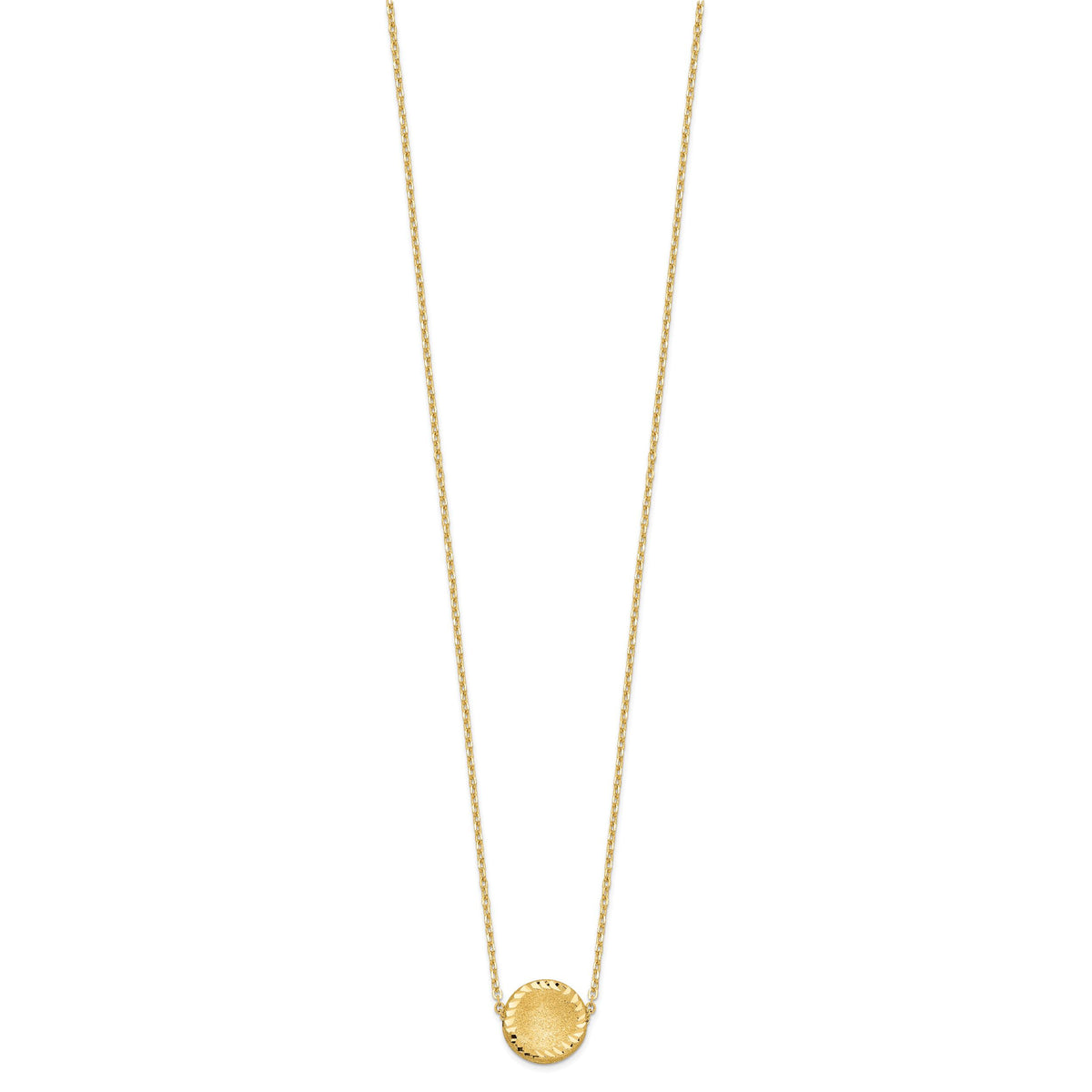 14k Brushed Polished & D/C Circle Necklace-SF2247-18