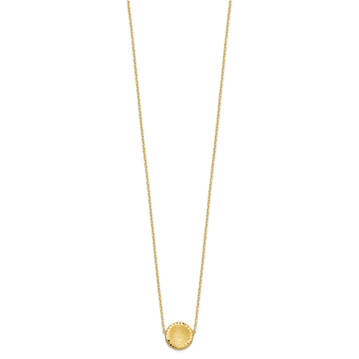 14k Brushed Polished & D/C Circle Necklace-SF2247-18