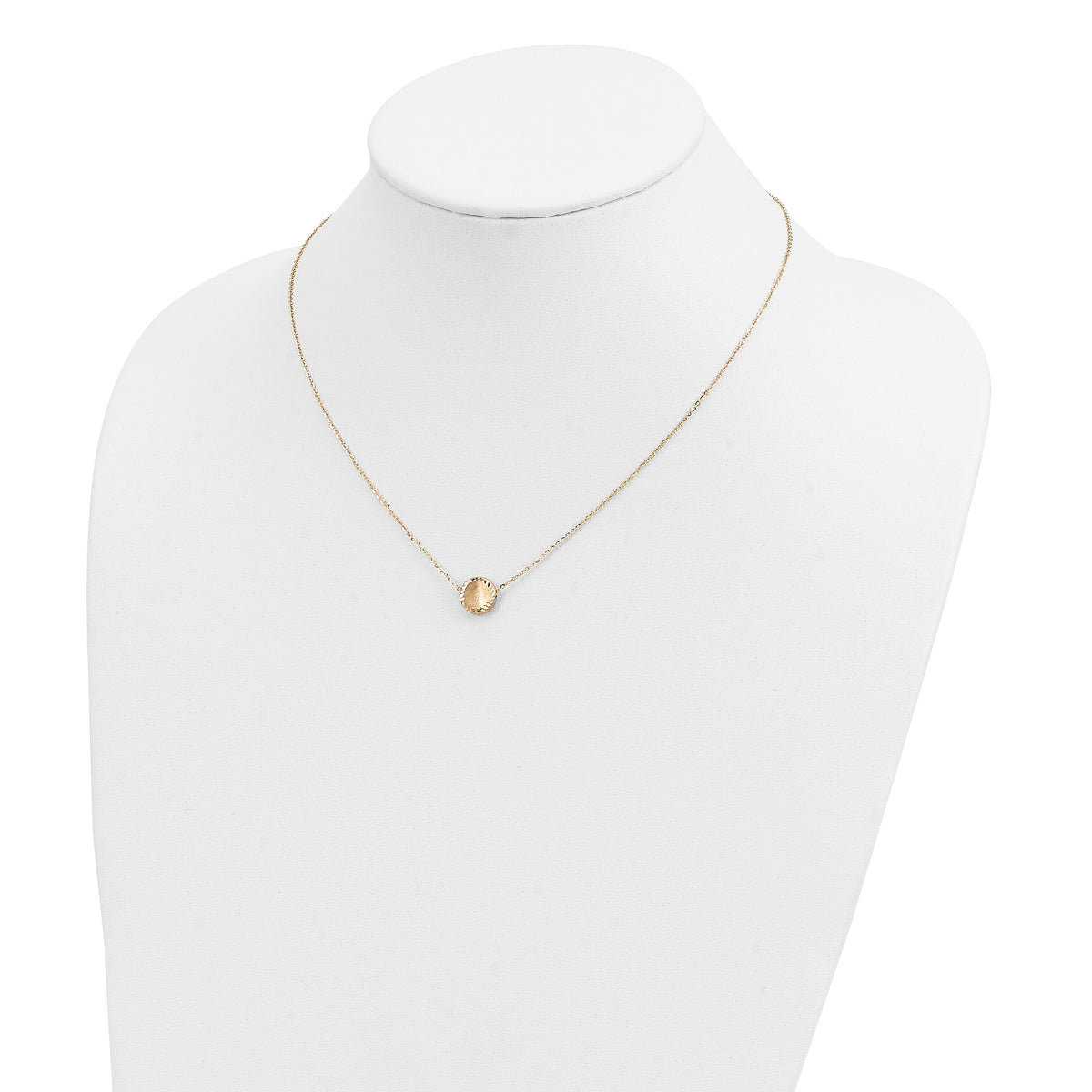 14k Brushed Polished & D/C Circle Necklace-SF2247-18