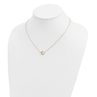 14k Brushed Polished & D/C Circle Necklace-SF2247-18