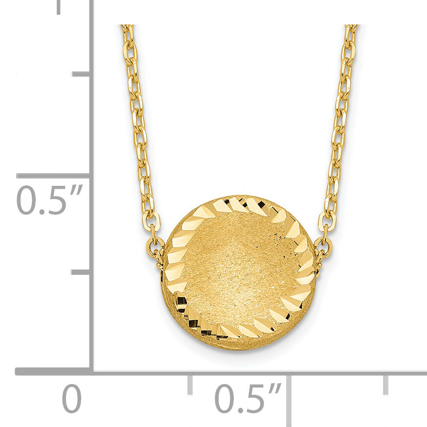 14k Brushed Polished & D/C Circle Necklace-SF2247-18