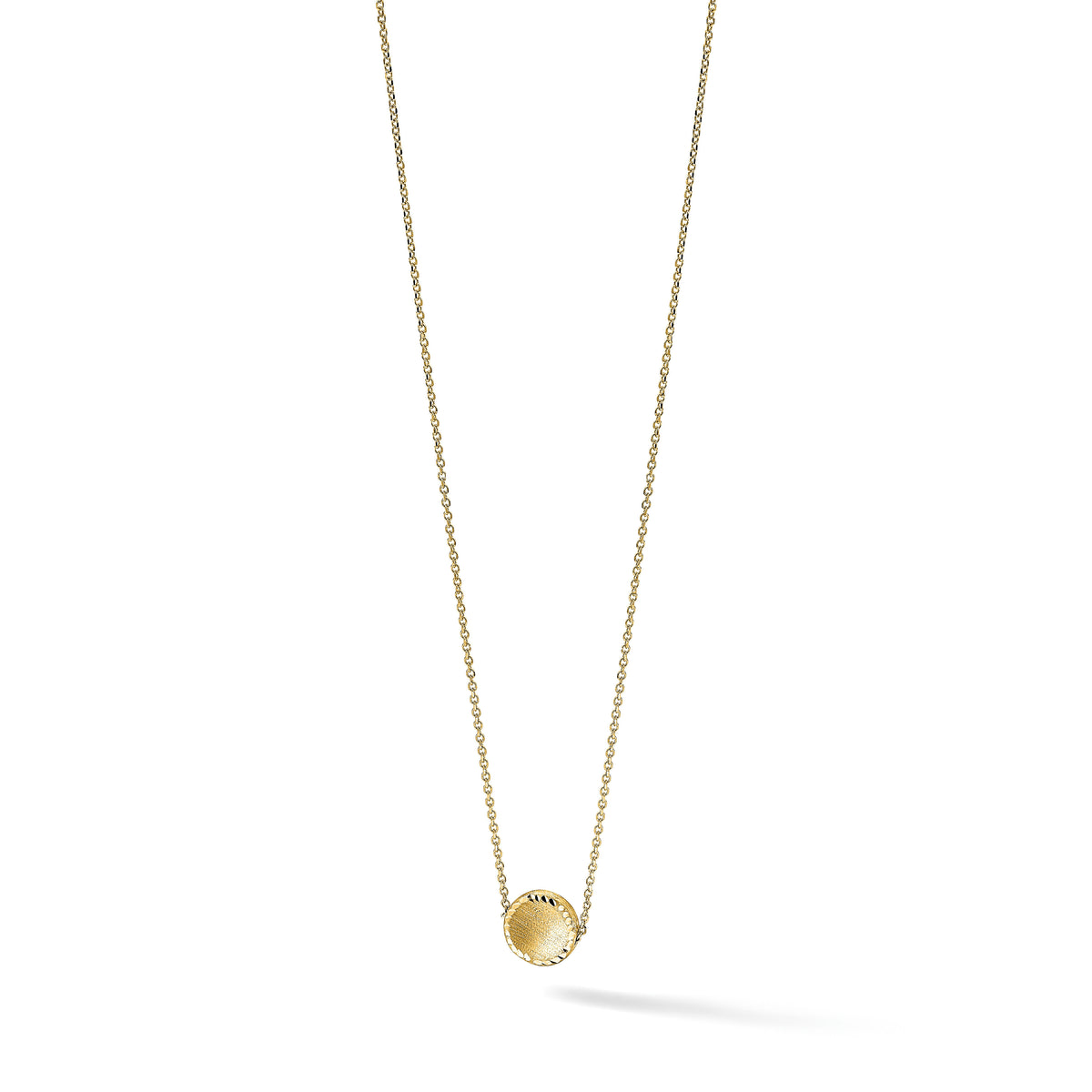 14k Brushed Polished & D/C Circle Necklace-SF2247-18