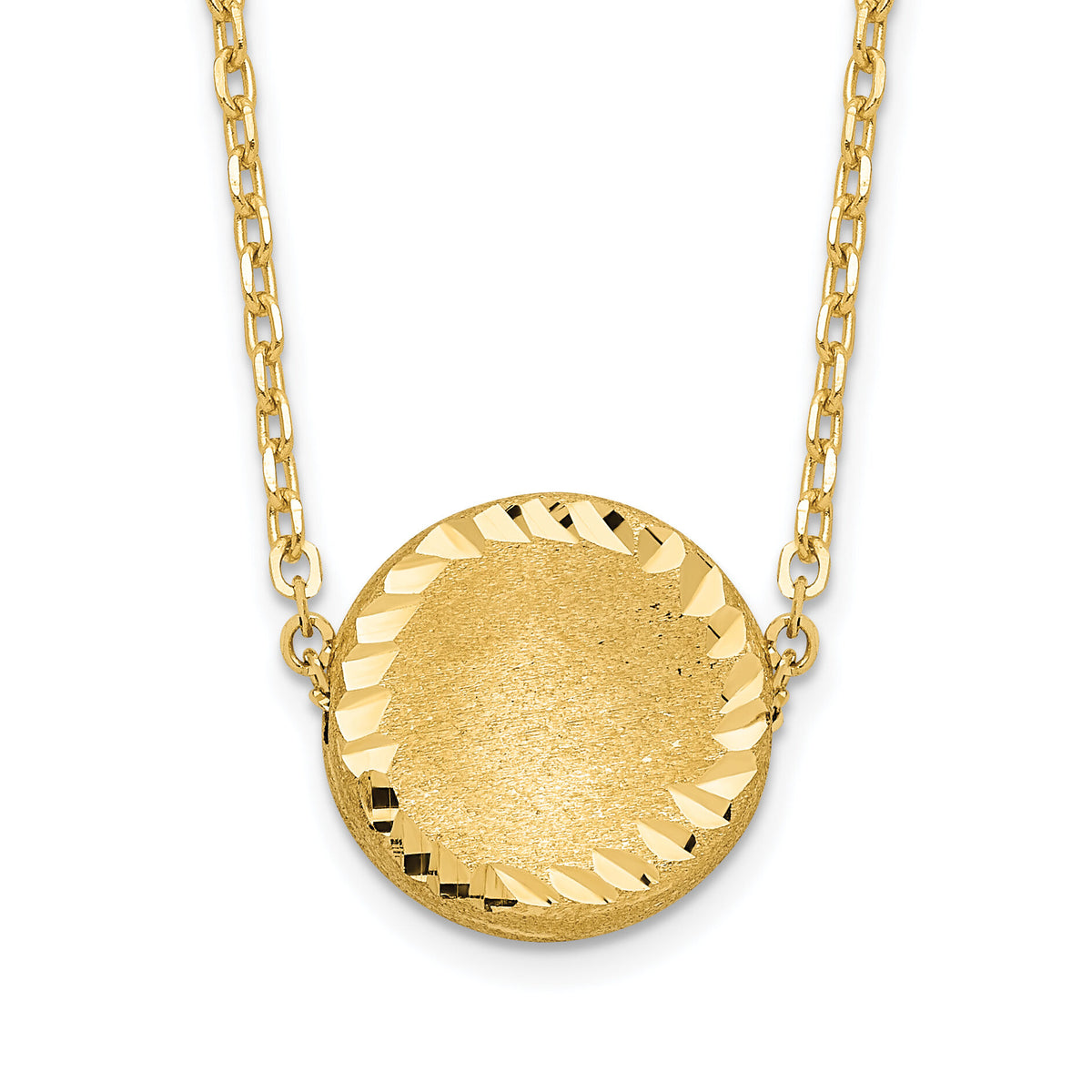 14k Brushed Polished & D/C Circle Necklace-SF2247-18