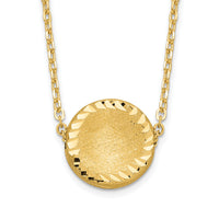 14k Brushed Polished & D/C Circle Necklace-SF2247-18