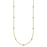 14k Tri-color Polished & D/C Beaded Necklace-SF2270-18