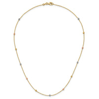 14k Tri-color Polished & D/C Beaded Necklace-SF2270-18