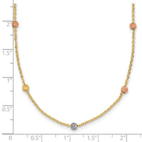 14k Tri-color Polished & D/C Beaded Necklace-SF2270-18