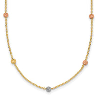 14k Tri-color Polished & D/C Beaded Necklace-SF2270-18