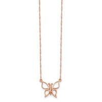 14k Rose Gold Polished Butterfly Necklace-SF2273-17