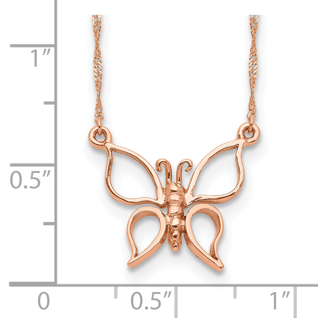 14k Rose Gold Polished Butterfly Necklace-SF2273-17