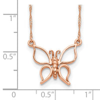 14k Rose Gold Polished Butterfly Necklace-SF2273-17