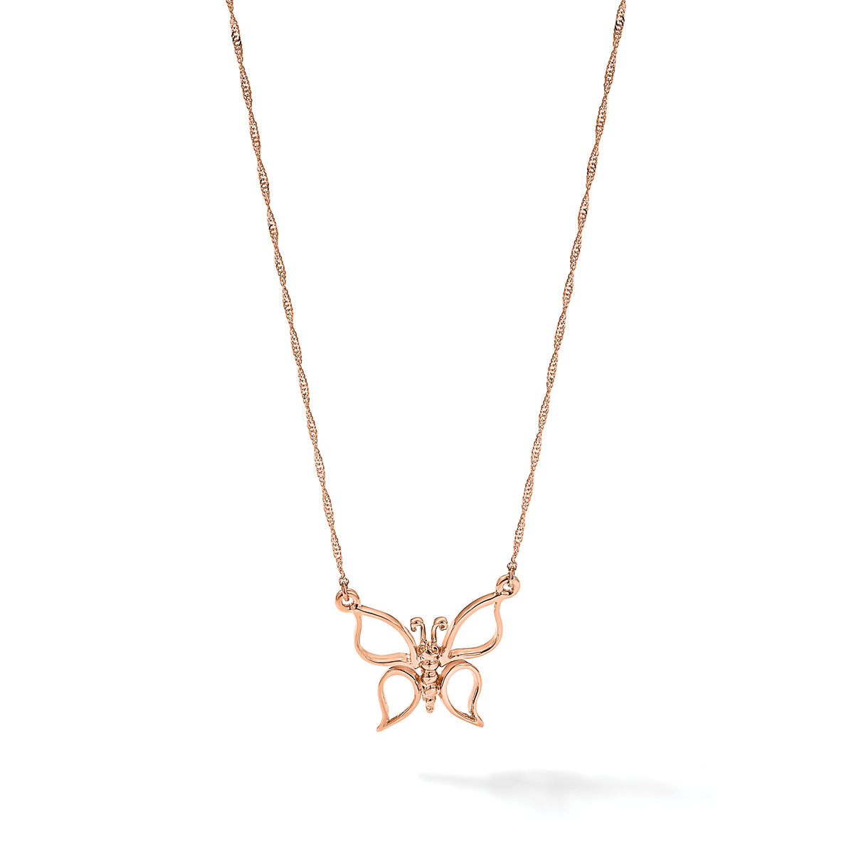 14k Rose Gold Polished Butterfly Necklace-SF2273-17