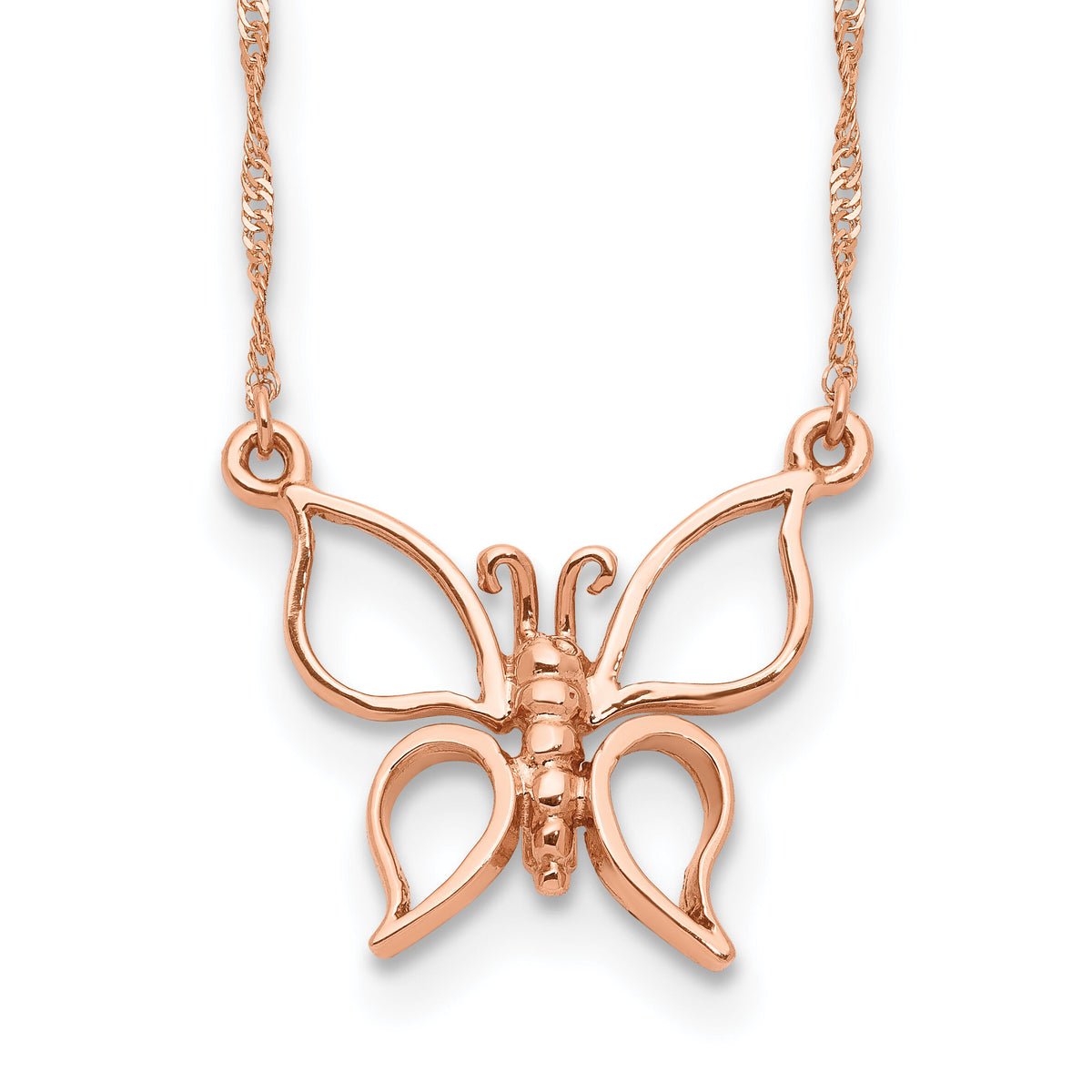 14k Rose Gold Polished Butterfly Necklace-SF2273-17