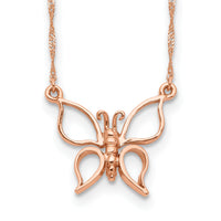 14k Rose Gold Polished Butterfly Necklace-SF2273-17