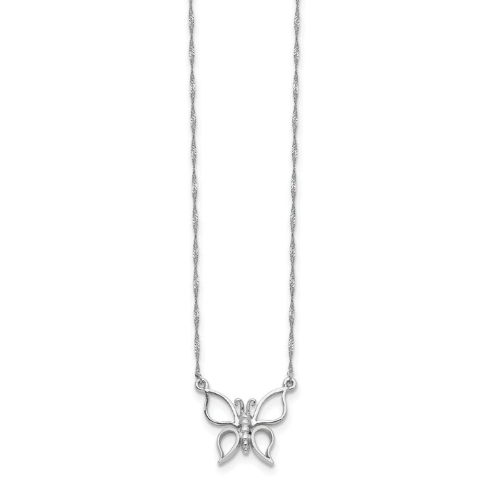 14k White Gold Polished Butterfly Necklace-SF2274-17