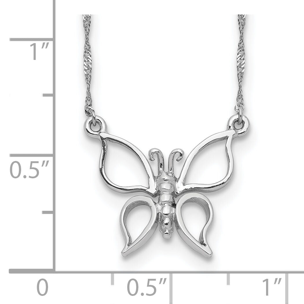 14k White Gold Polished Butterfly Necklace-SF2274-17