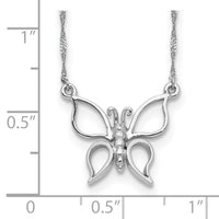 14k White Gold Polished Butterfly Necklace-SF2274-17