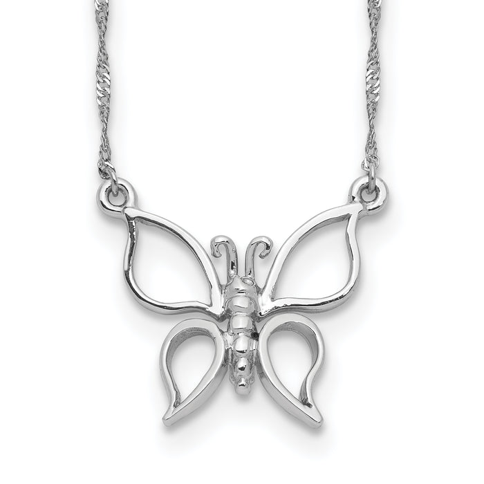 14k White Gold Polished Butterfly Necklace-SF2274-17