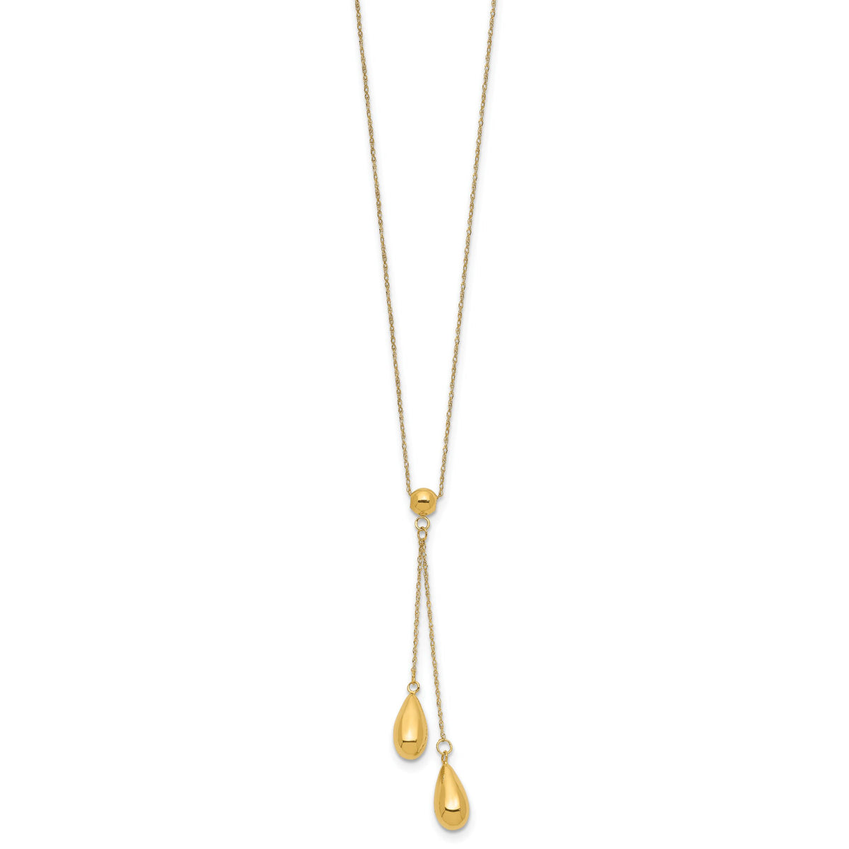 14k Polished Dangle Bead Necklace-SF2280-18