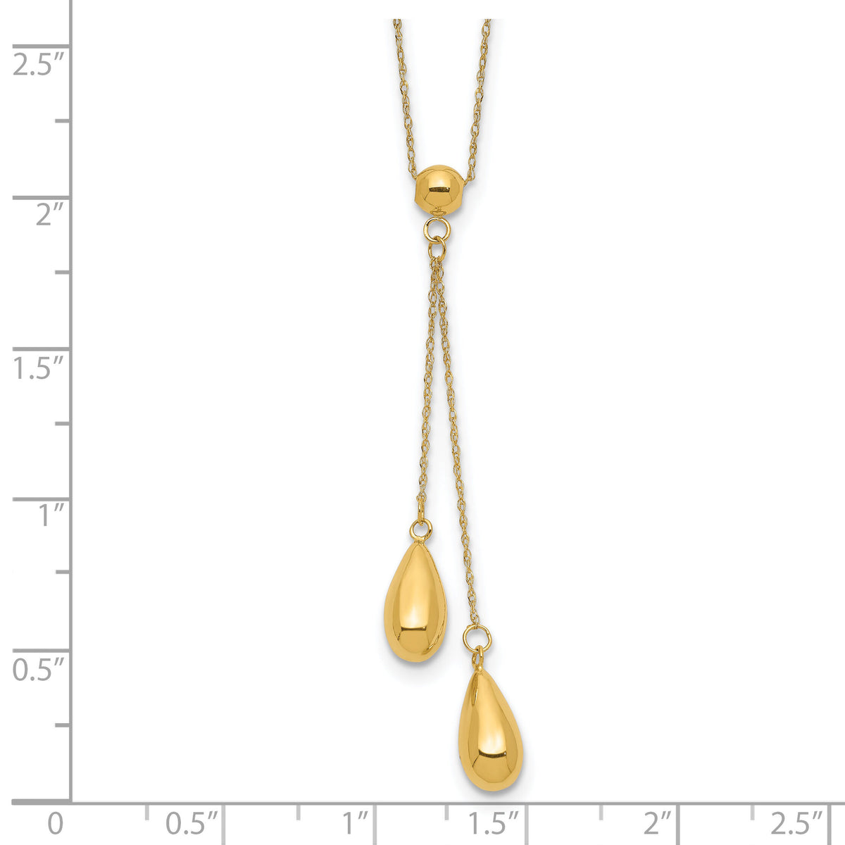 14k Polished Dangle Bead Necklace-SF2280-18
