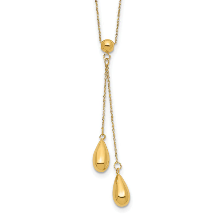 14k Polished Dangle Bead Necklace-SF2280-18