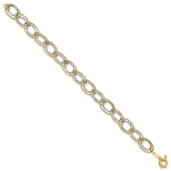 14k Two Tone Fancy Oval Link Bracelet-SF2314-7.5