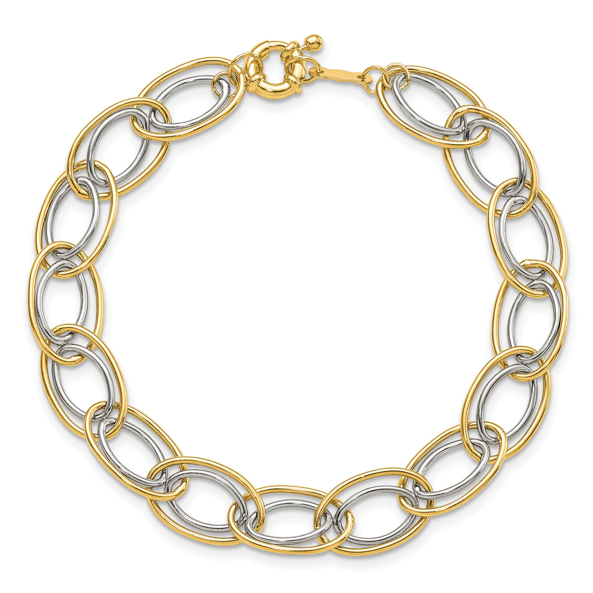 14k Two Tone Fancy Oval Link Bracelet-SF2314-7.5