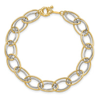14k Two Tone Fancy Oval Link Bracelet-SF2314-7.5
