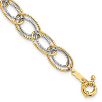 14k Two Tone Fancy Oval Link Bracelet-SF2314-7.5