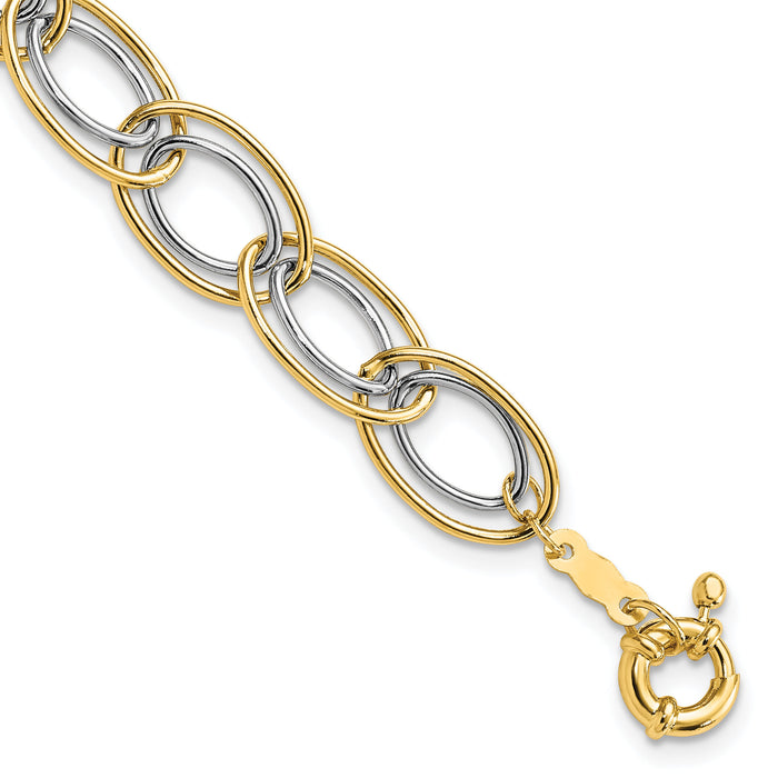 14k Two Tone Fancy Oval Link Bracelet-SF2314-7.5