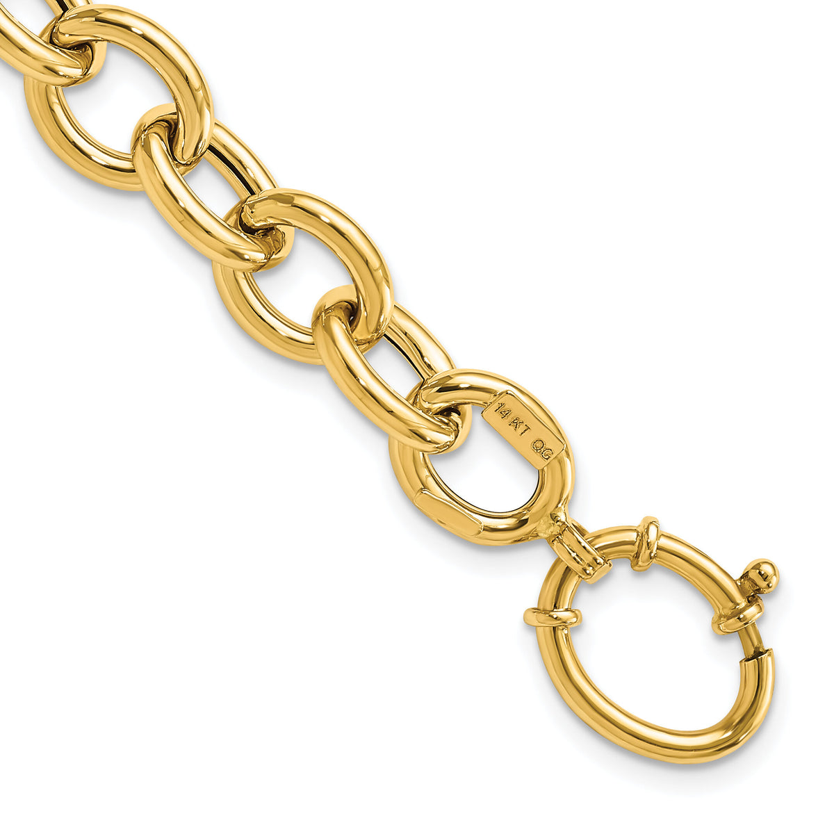 14k Polished Fancy Oval Link Bracelet-SF2329-7.5