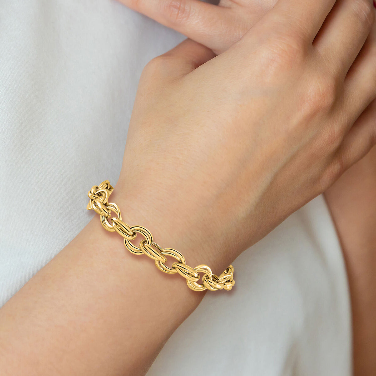 14K Polished Fancy Link Bracelet-SF2330-8