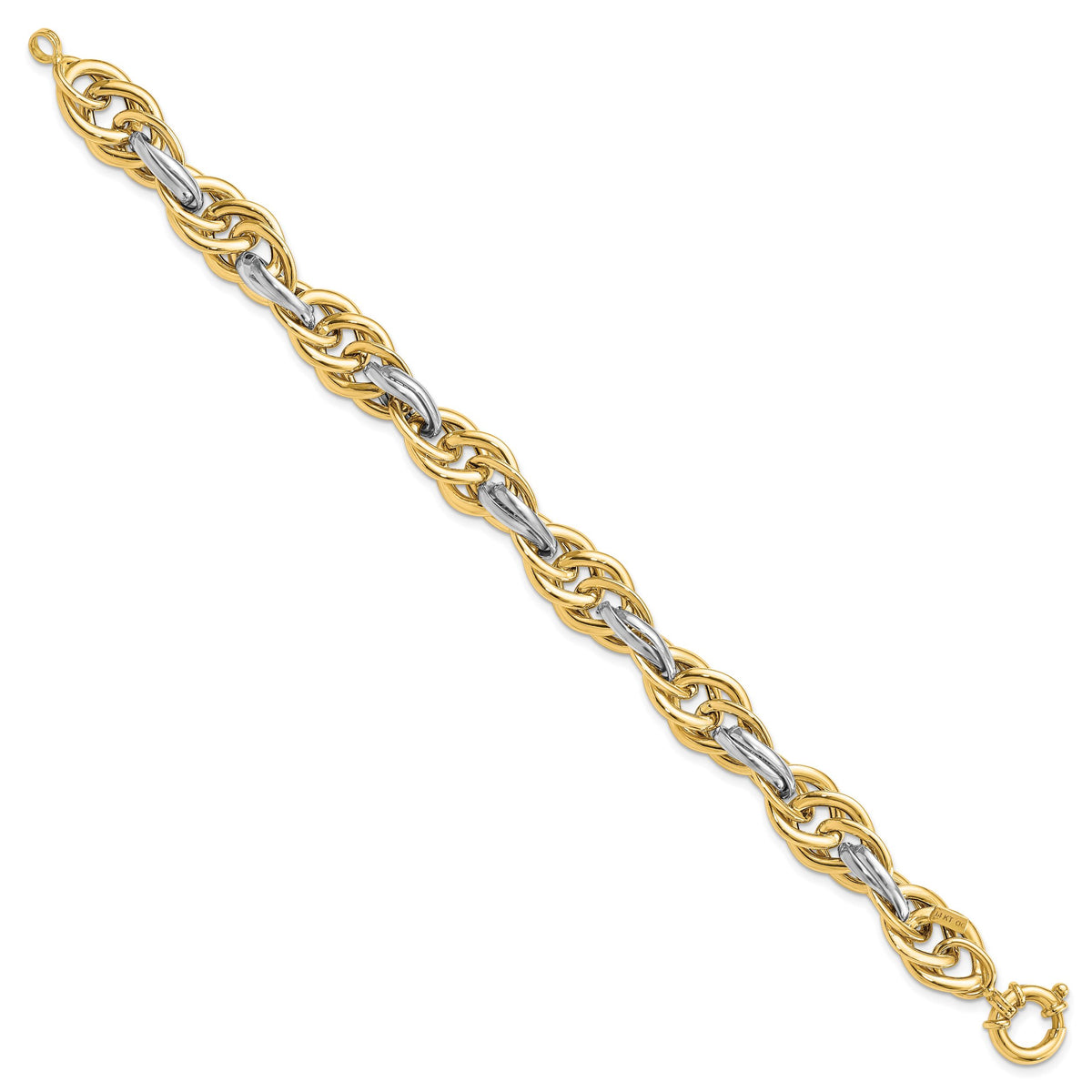 14k Two-Tone Polished Fancy Link Bracelet-SF2351-8.25