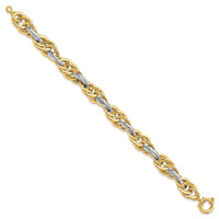 14k Two-Tone Polished Fancy Link Bracelet-SF2351-8.25