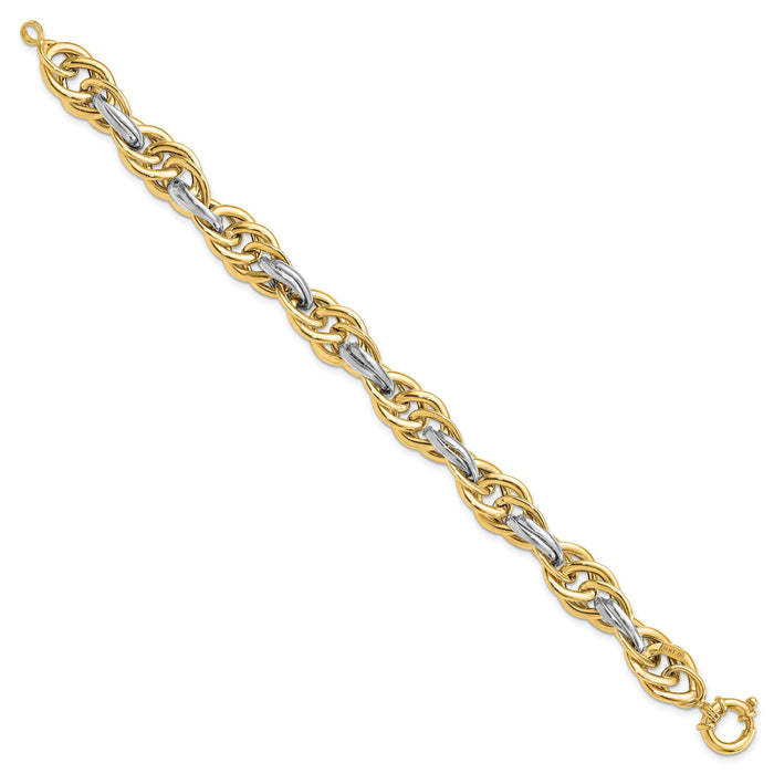 14k Two-Tone Polished Fancy Link Bracelet-SF2351-8.25
