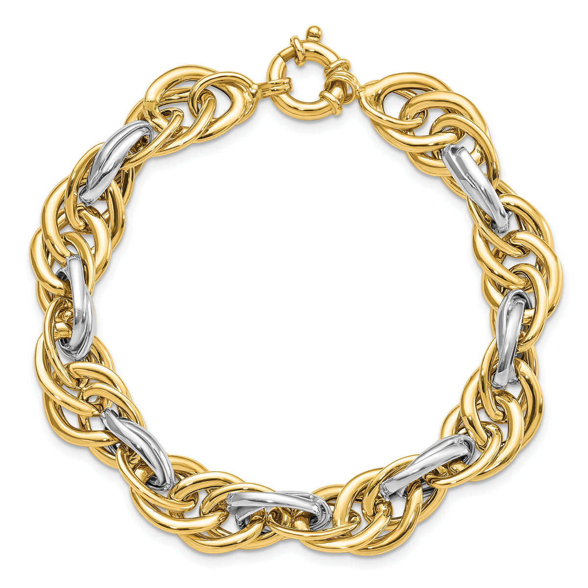 14k Two-Tone Polished Fancy Link Bracelet-SF2351-8.25
