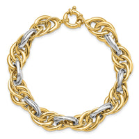 14k Two-Tone Polished Fancy Link Bracelet-SF2351-8.25