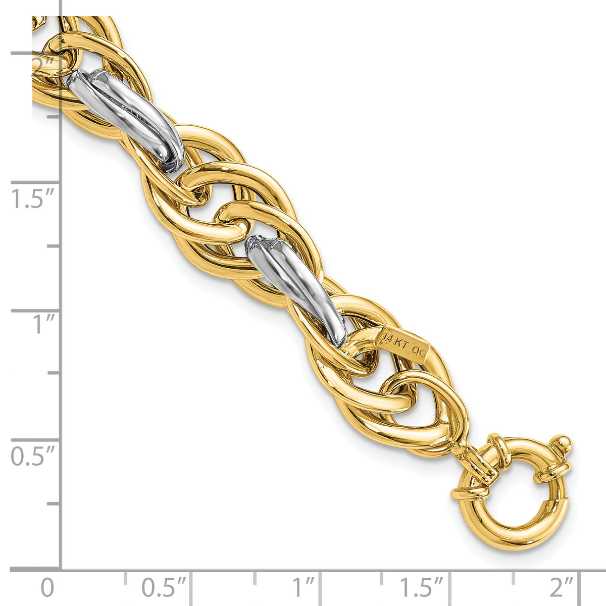 14k Two-Tone Polished Fancy Link Bracelet-SF2351-8.25