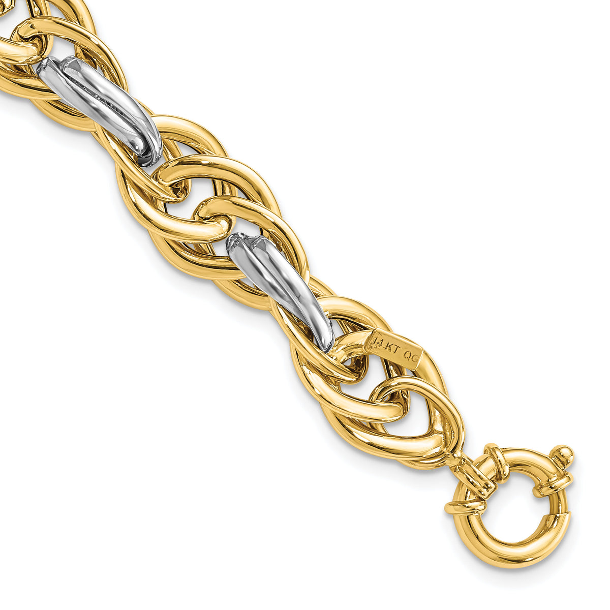 14k Two-Tone Polished Fancy Link Bracelet-SF2351-8.25