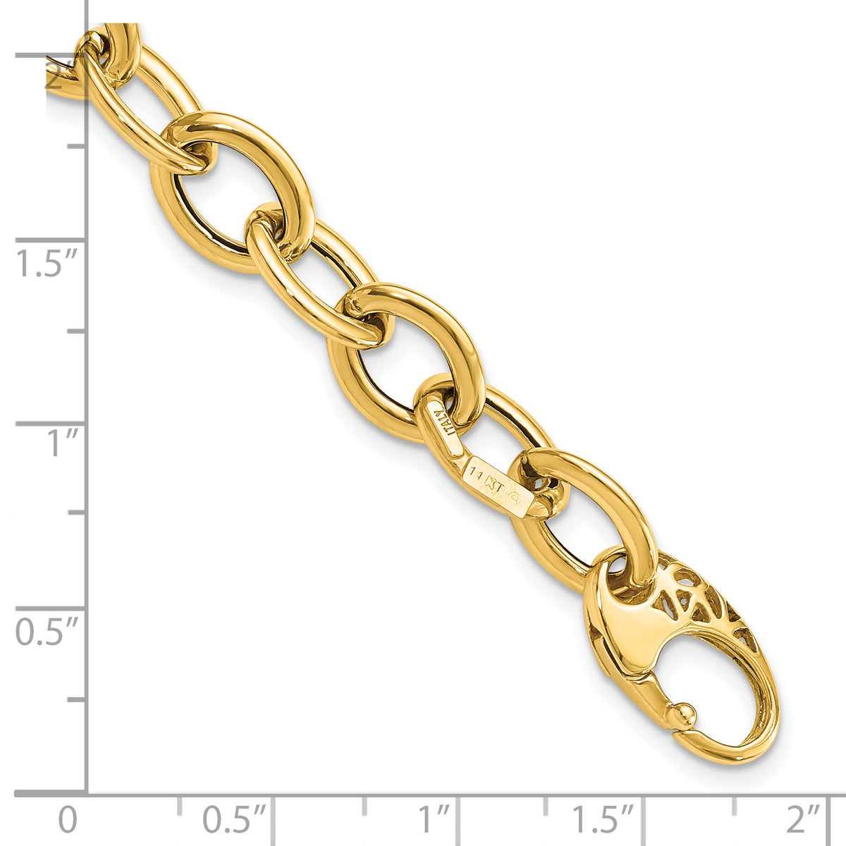 14k Polished Fancy Oval Link Bracelet-SF2371-8.5