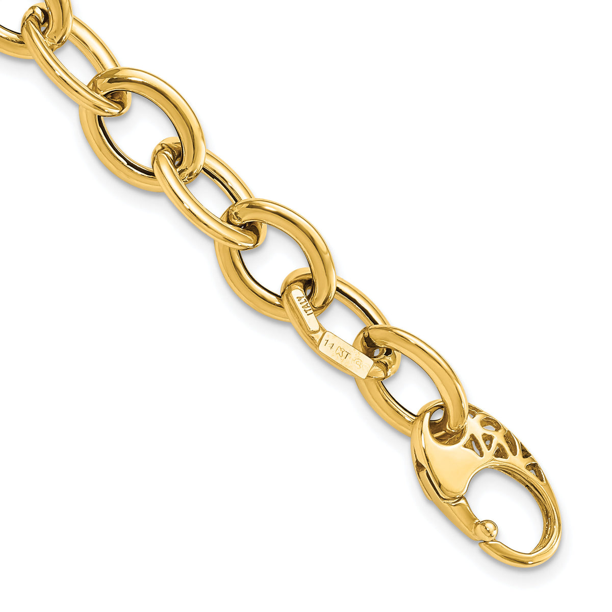 14k Polished Fancy Oval Link Bracelet-SF2371-8.5