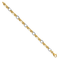 14K Two-tone Polished Fancy Link Bracelet-SF2388-7.75